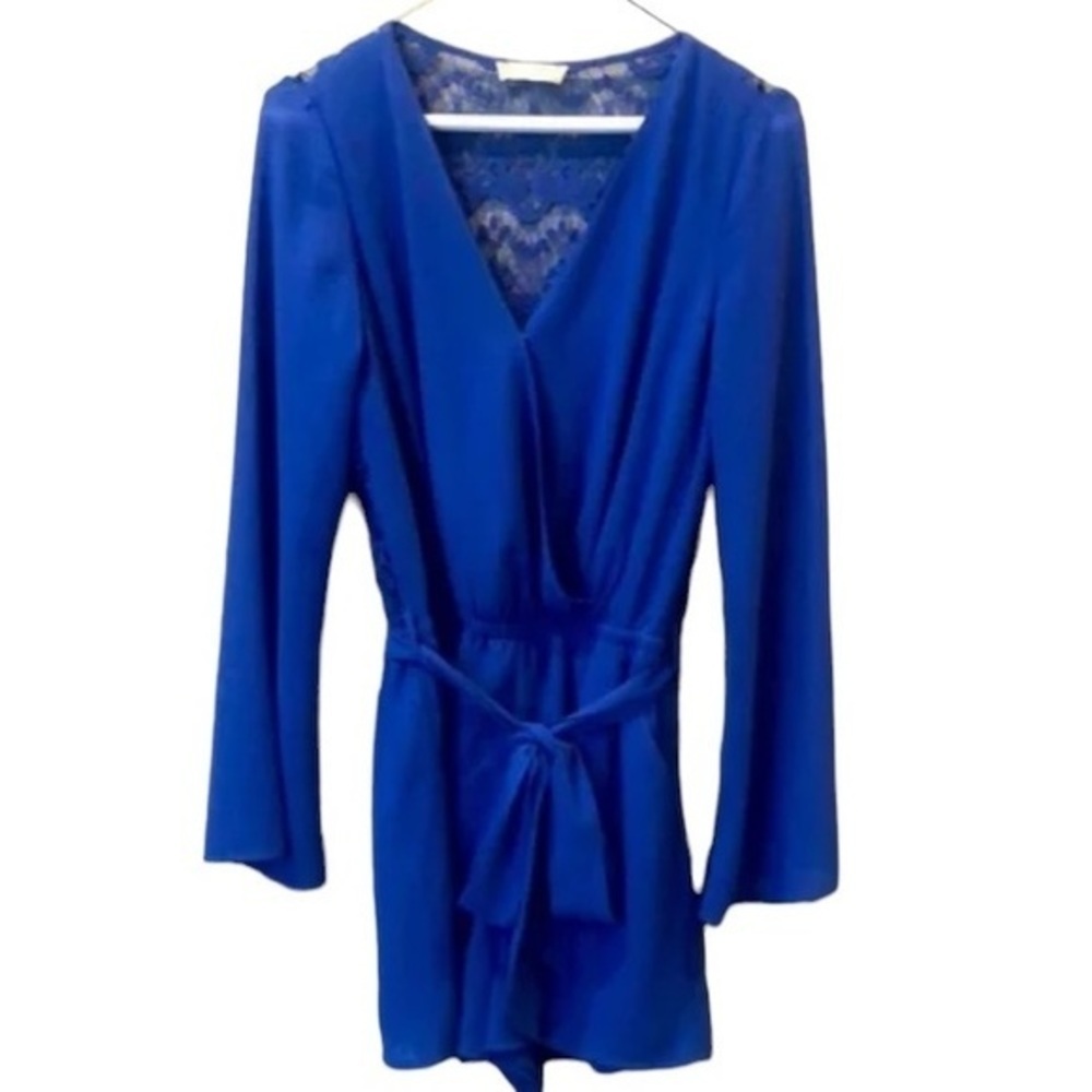 Altar’d State Shorts Romper Women’s Size M Royal Blue Sheer With Embroidery